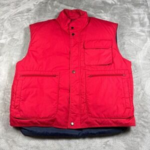 Vintage Penfield Puffer Vest Mens Large Red Duck Down Outerwear Pockets 80s Warm